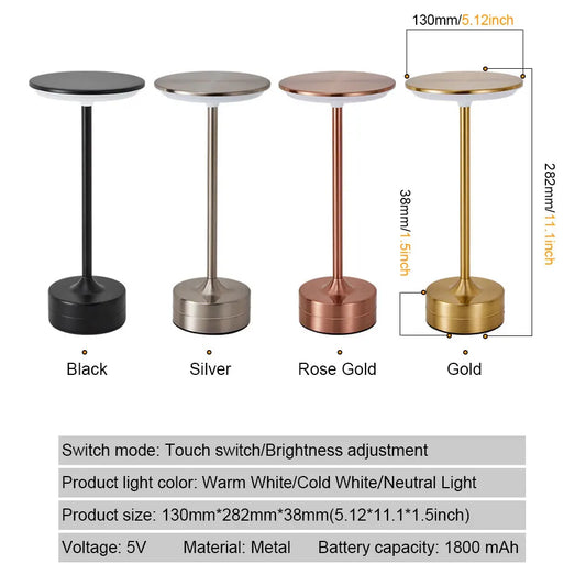Exklusive LED-Tischlampe in Luxus-Design – Touchsensor, USB & Kabelloses Laden für stilvolle Räume
