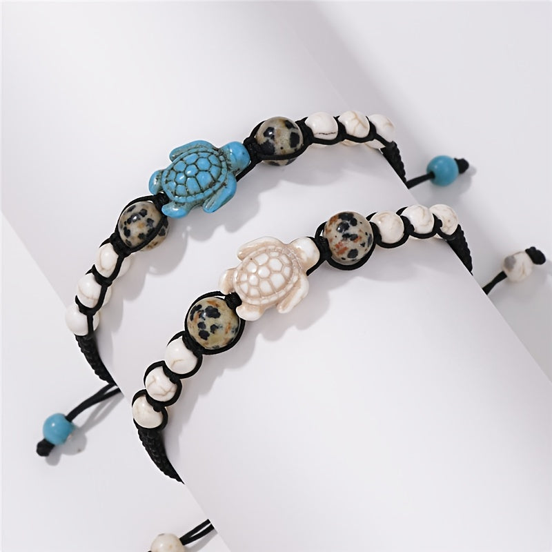 Vintage Boho Armbänder mit Schildkröten-Motiv-2er Set-Freundschaftsbänder