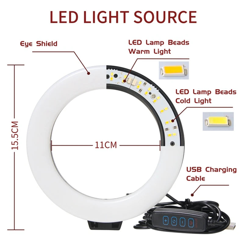 LED Selfie-Ringlicht 16 cm mit Smartphone-Halterung und Stativ | Perfekt für TikTok, YouTube & Videokonferenzen