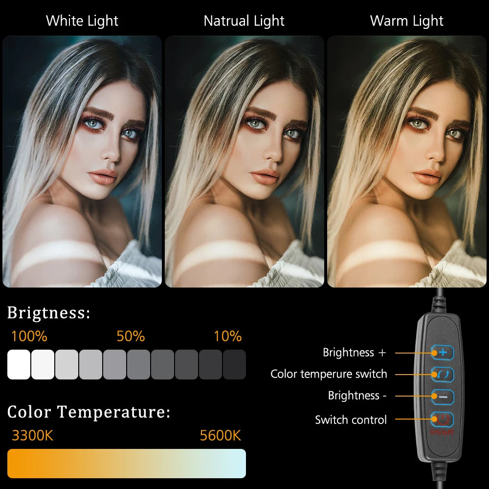 LED Selfie-Ringlicht 16 cm mit Smartphone-Halterung und Stativ | Perfekt für TikTok, YouTube & Videokonferenzen