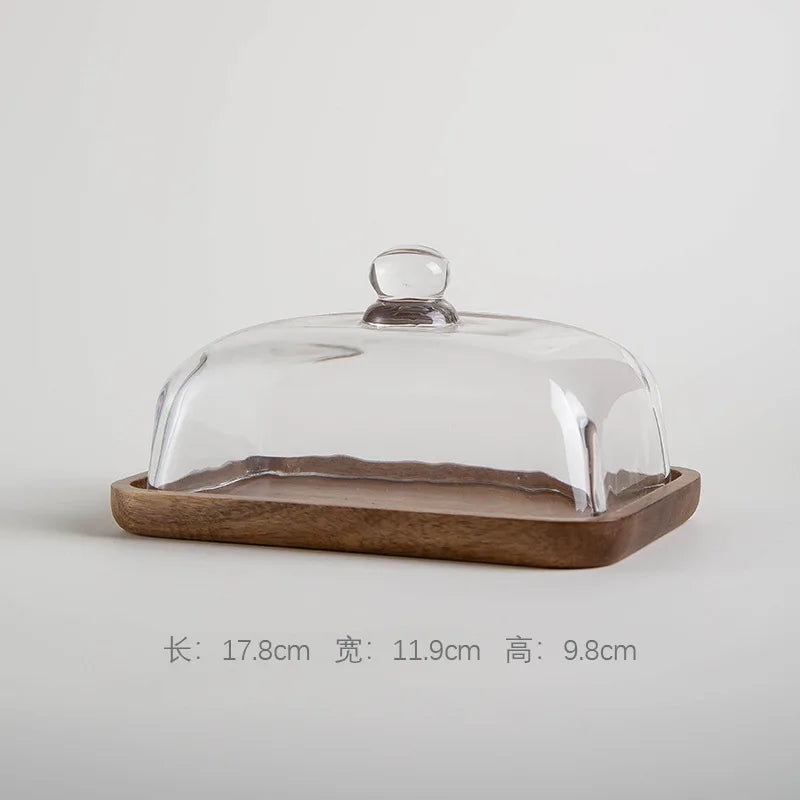 Elegante Bambus-Kuchenplatte mit Glasglocke – Elegante Servierplatte für Kuchen, Desserts & Gebäck