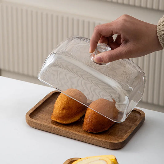 Elegante Bambus-Kuchenplatte mit Glasglocke – Elegante Servierplatte für Kuchen, Desserts & Gebäck