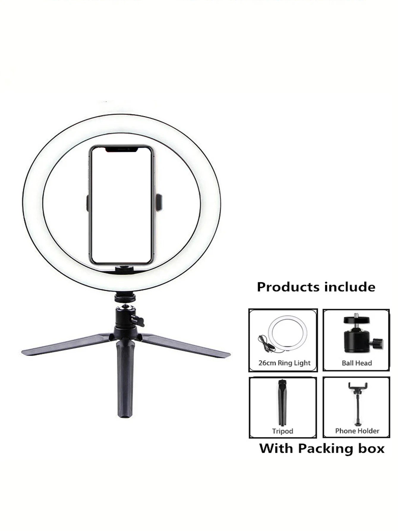 LED Ringlicht 26 cm mit Stativständer | Perfekt für Fotos, Videos, Livestreams & Make-up
