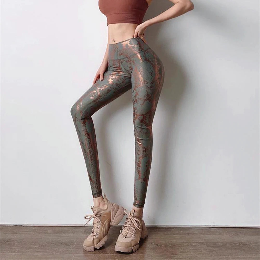Sexy High Waist Leggings für Damen mit Schlangenprint | Elastische Fitness- & Yoga-Hose