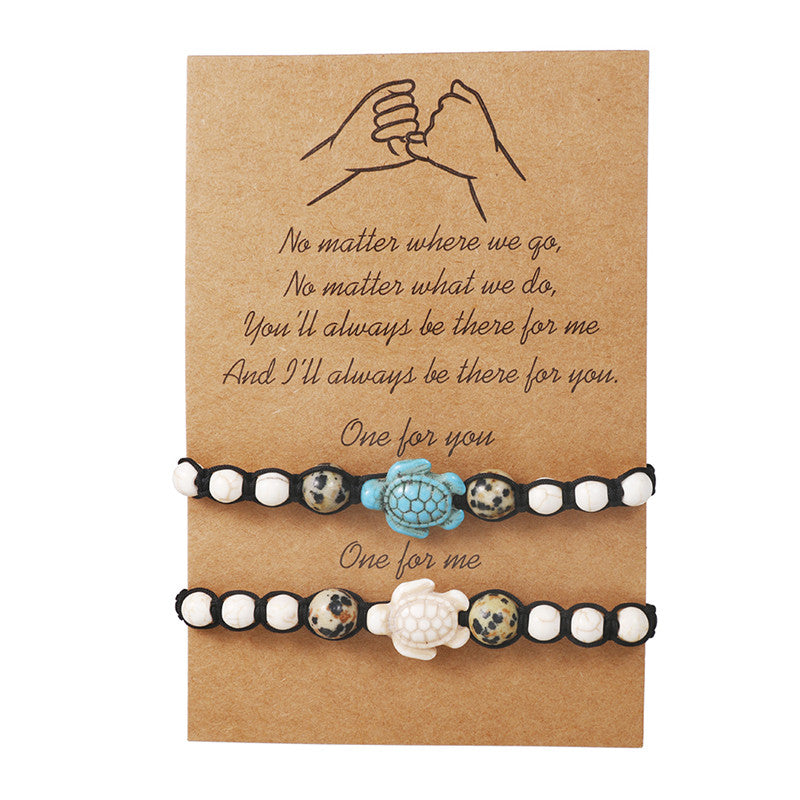 Vintage Boho Armbänder mit Schildkröten-Motiv-2er Set-Freundschaftsbänder