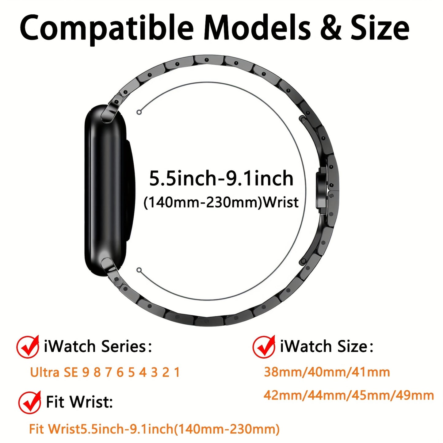 Edelstahl-Armband für Apple Watch 49mm 46mm 45mm 44mm 42mm 38mm 40mm 41mm – Metallarmbänder für Apple Watch, Ultra/Ultra 2/3 SE Serie 11/10/9/8/7/6/5/4/3/2/1, Damen & Herren Edelstahl Armband