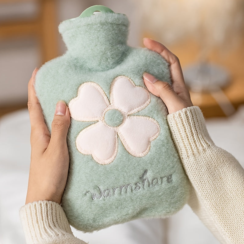 💚 Wärmflasche mit weichem Plüschbezug – Kuschelige Wärme für Hände & Füße